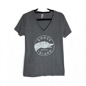 ROYAL APPAREL Women’s  XLGray v-neck T-Shirt with Goose Island logo NWOT